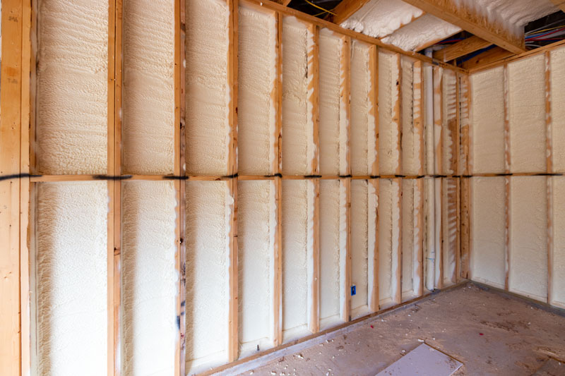 spray foam in new wall construction